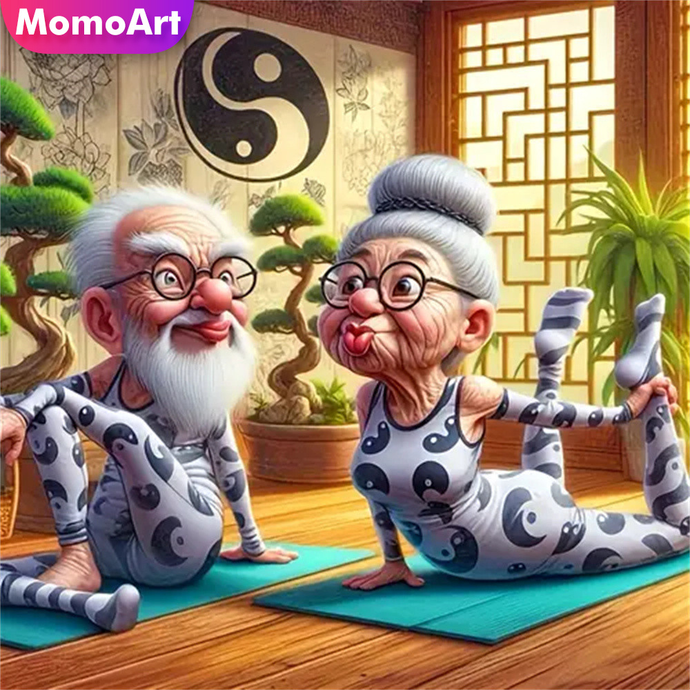 Photo Mosaic Print - Momoart 노인 다이아몬드 모자이크 커플 초상화