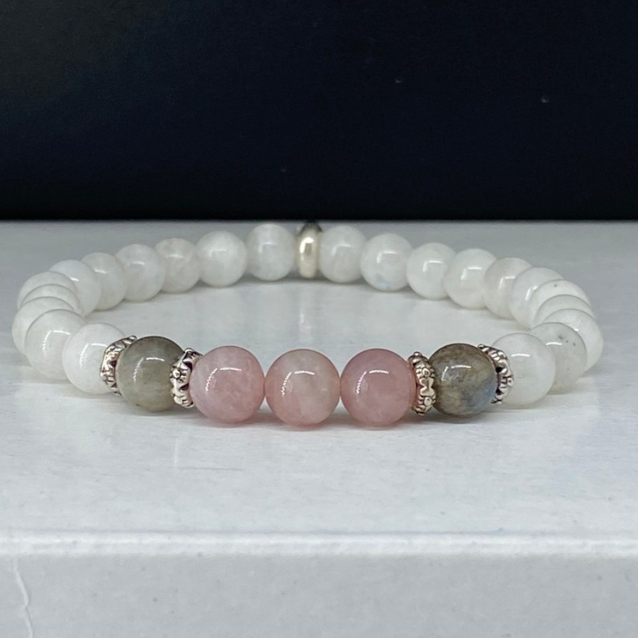 Coordinates Bracelet - 뉴 문스톤, 래브라도라이트 및 로즈 쿼츠