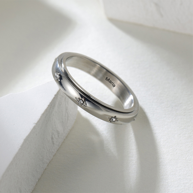 Letdiffery 패션 회전식 지르콘 스타 커플 반지 - Initial Ring Custom 리뷰 및 가격