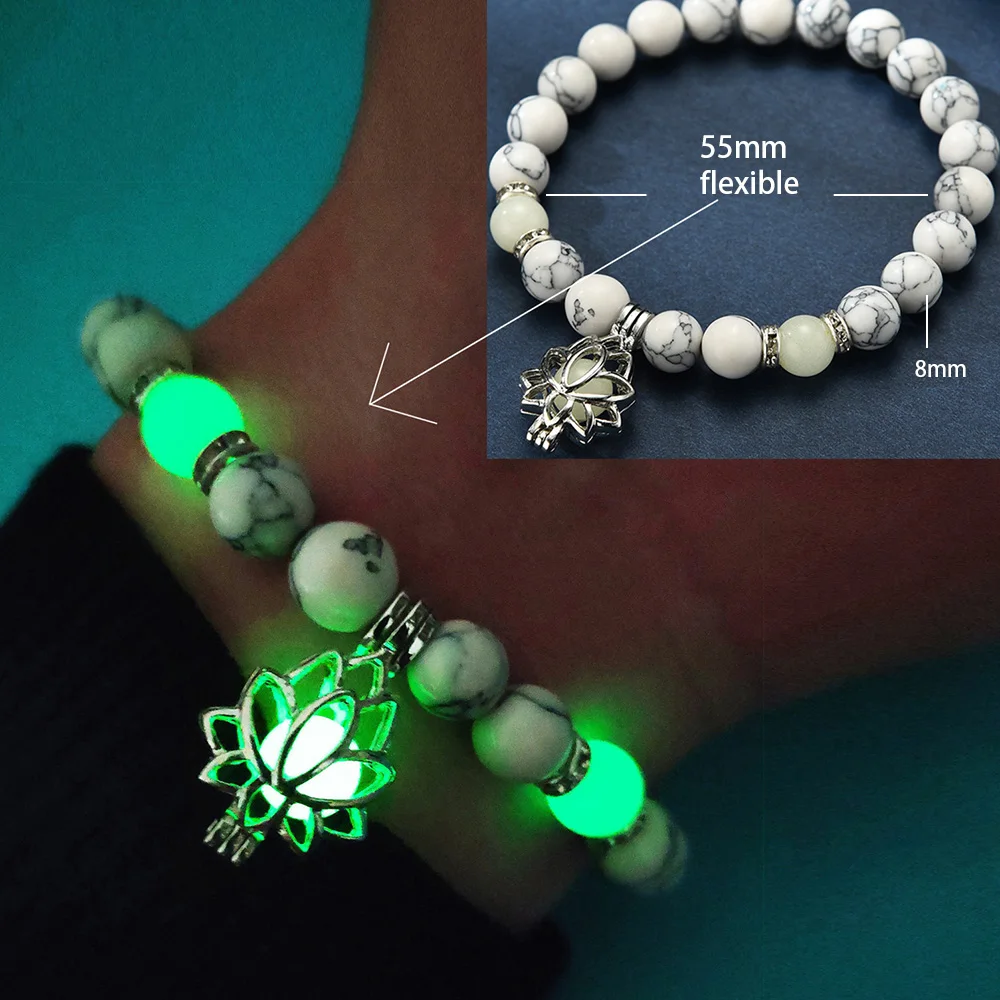 천연 스톤 팔찌 요가 치유 야광 팔찌, 연꽃 매력 구슬 - Coordinates Bracelet 리뷰 및 가격