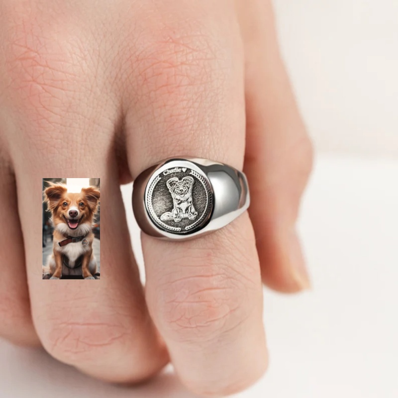남성용 맞춤형 사진 각인 인장 반지, 개인 맞춤형 스테 - Initial Ring Custom 리뷰 및 가격
