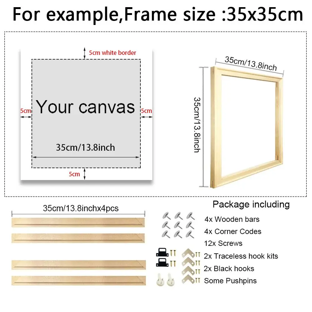 20-160cm DIY 나무 액자 캔버스, 다이아몬드  - Engraved Wood Frame 리뷰 및 가격