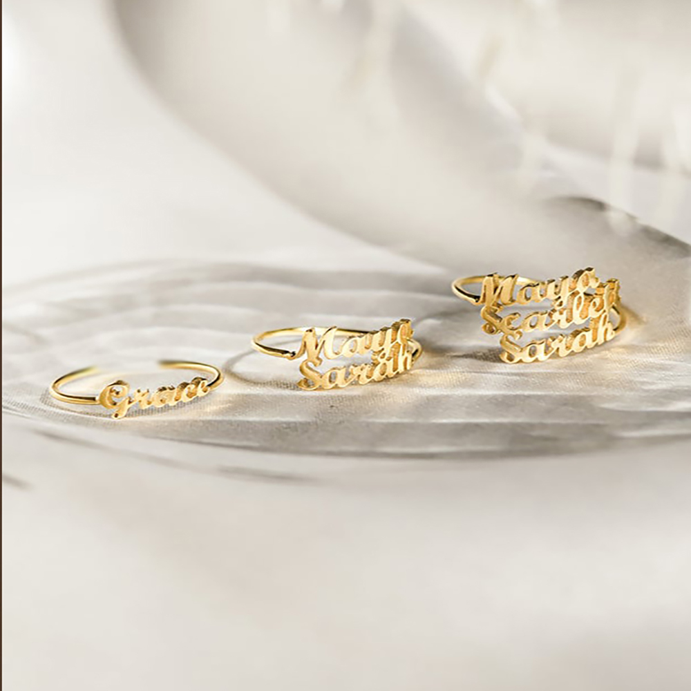 맞춤형 맞춤형 이름 반지, 여성용 가족 반지, 스테인레 - Initial Ring Custom 리뷰 및 가격
