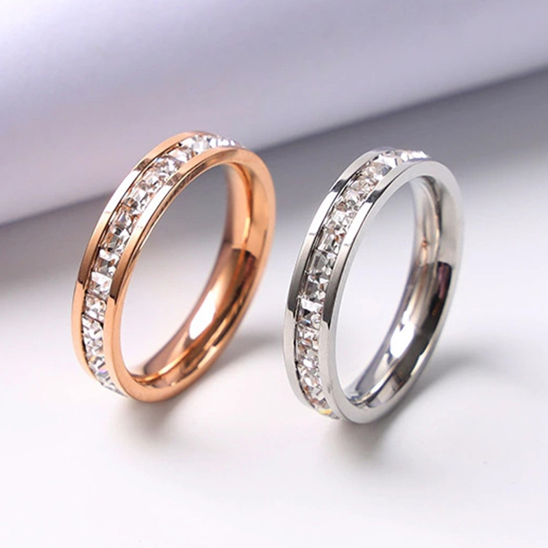 럭셔리 로즈 골드 컬러 여성을위한 싱글 더블 행 스퀘어 - Initial Ring Custom 리뷰 및 가격